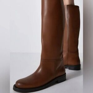 Zara tall brown genuine leather tall boots